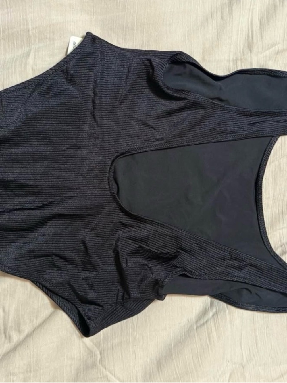 aerie Black Ribbed One-Piece Swimsuit